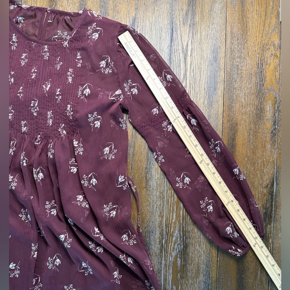 Abercrombie & Fitch Floral Burgundy Lined Dress Size XS - Picture 11 of 14